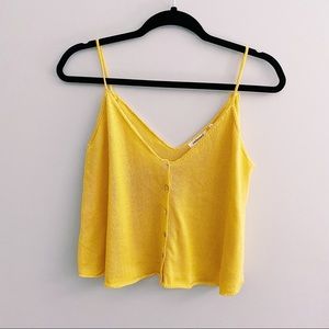 Women’s SMALL flowy yellow Tank Top (Embossed)